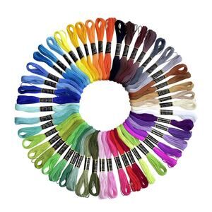 Friendship Bracelet String 50 Skeins Rainbow Color Embroidery Floss Cross Cotton